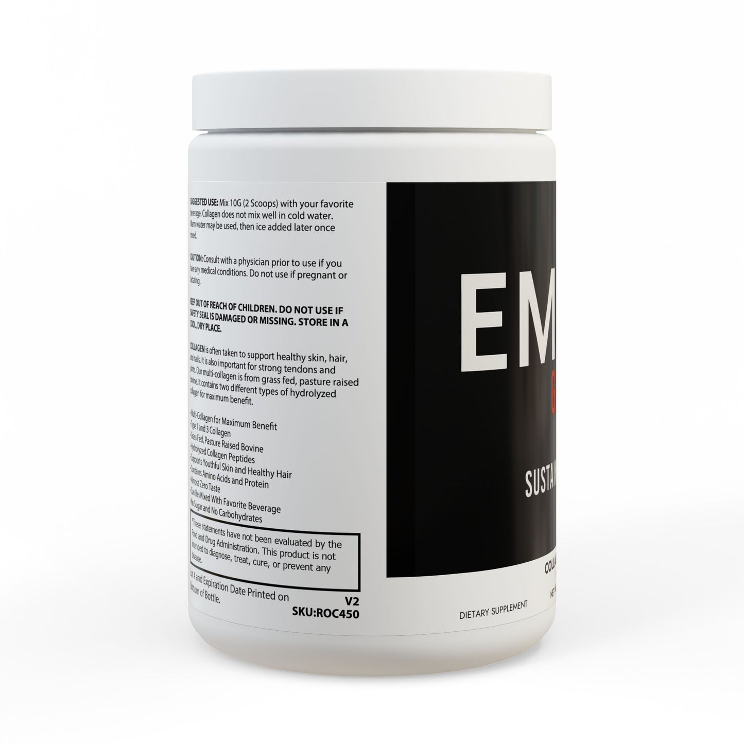 EMBER GLOW | Collagen Peptides Type I & III Supplement (350g, 12.3oz)
